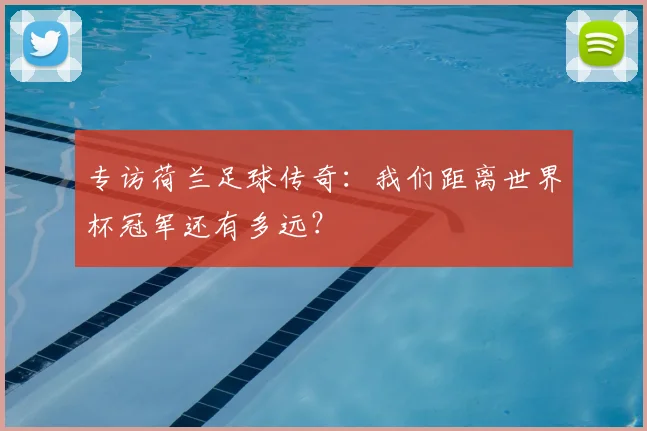 专访荷兰足球传奇:我们距离世界杯冠军还有多远?